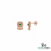Elegant Emerald Cut Emerald Stud Earrings with Diamond Halo - Fine Gold Jewelry Gift for Her