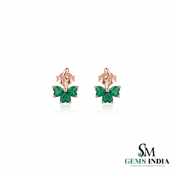 Heart-Shaped Emerald Stud Earrings in Gold - Dainty Gemstone Earrings for Women
