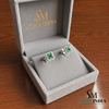 Round And Square Emerald Halo Stud Earrings - Emerald & Diamond Clover Earrings