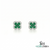 Round And Square Emerald Halo Stud Earrings - Emerald & Diamond Clover Earrings