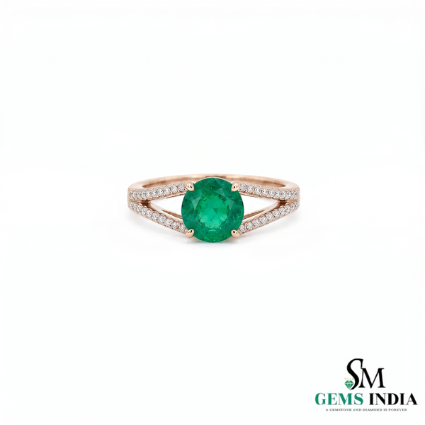 2 Karat Herzform-Smaragd- und Diamantring aus 14 Karat Gold, Smaragd-Verlobungsring