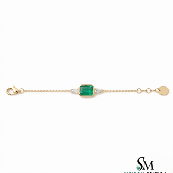 Emerald Cut Emerald Diamond Bracelet - Luxury Birthstone Jewelry