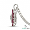 Marquise Ruby Floral Cluster Diamond Pendant Necklace - Fine Jewelry Necklace