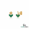 Heart-Shaped Emerald Stud Earrings in Gold - Dainty Gemstone Earrings for Women