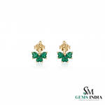 Heart-Shaped Emerald Stud Earrings in Gold - Dainty Gemstone Earrings for Women