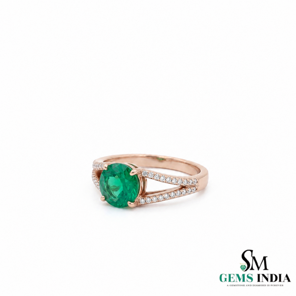 2 Karat Herzform-Smaragd- und Diamantring aus 14 Karat Gold, Smaragd-Verlobungsring