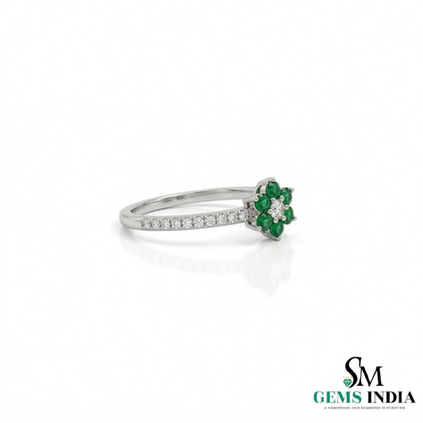 2 Karat Herzform-Smaragd- und Diamantring aus 14 Karat Gold, Smaragd-Verlobungsring