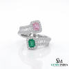 2 Karat Herzform-Smaragd- und Diamantring aus 14 Karat Gold, Smaragd-Verlobungsring