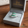 Curved Emerald Baguette & Diamond Wrap Ring - Double Row Emerald Band Statement Ring