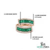 Curved Emerald Baguette & Diamond Wrap Ring - Double Row Emerald Band Statement Ring