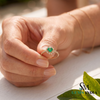 Round Emerald Diamond Floral Promise Ring for Women - Anniversary Gift