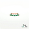 Natural Oval Emerald Wedding Band for Women - Green Gemstone Jewelry