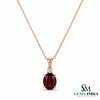 Romantic Oval Ruby and Diamond Pendant Necklace - Anniversary Gift for Her