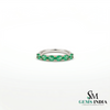 Natural Oval Emerald Wedding Band for Women - Green Gemstone Jewelry