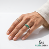 Three Stone Oval Emerald and Diamond Ring - Engagement Ring for her