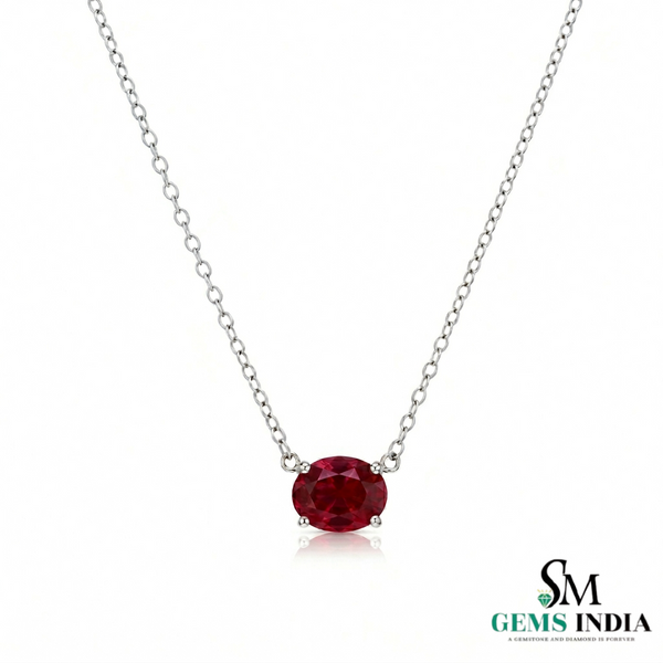 Oval cut Minimal Ruby Pendant Necklace for Everyday Luxury Wear
