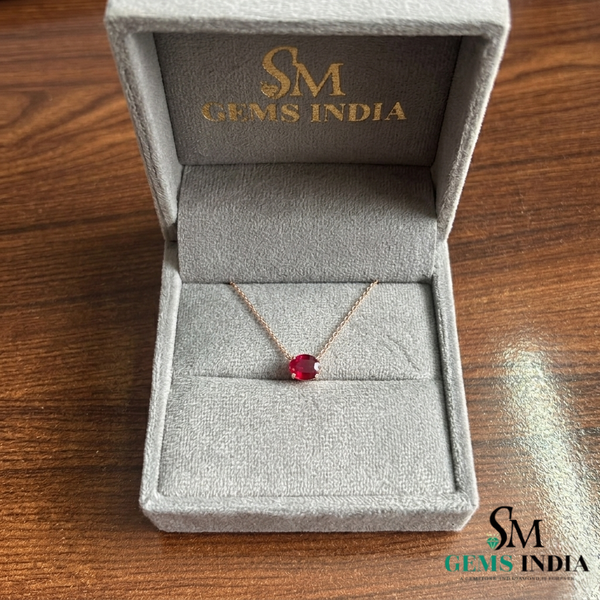 Oval cut Minimal Ruby Pendant Necklace for Everyday Luxury Wear