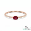 Dainty Oval Red Gemstone Promise Ring for Women - Minimalist Ruby Solitaire Ring
