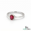 Minimalist Oval Ruby Ring with Diamond Side Stones – Timeless Elegant Style