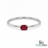 Dainty Oval Red Gemstone Promise Ring for Women - Minimalist Ruby Solitaire Ring