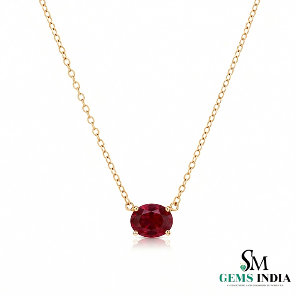 Oval cut Minimal Ruby Pendant Necklace for Everyday Luxury Wear