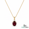 Romantic Oval Ruby and Diamond Pendant Necklace - Anniversary Gift for Her