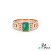 Vintage Emerald cut Emerald & Diamond Ring - Minimalist Handmade Fine Jewelry Ring
