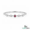 Vintage Inspired Round Ruby and Diamond Promise Ring - July Birthstone