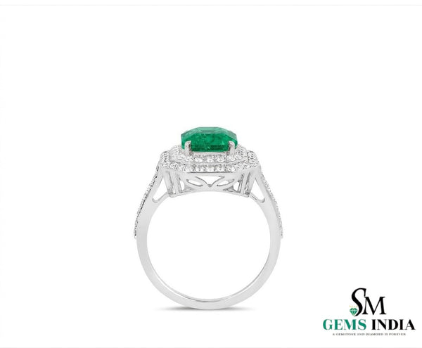 Achteckiger Verlobungsring mit natürlichem Smaragd und Diamanten, Jubiläumsgeschenkring
