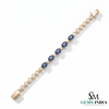 Oval Blue Sapphire and Diamond Link Bracelet for Women - Fine Gemstone Jewelry