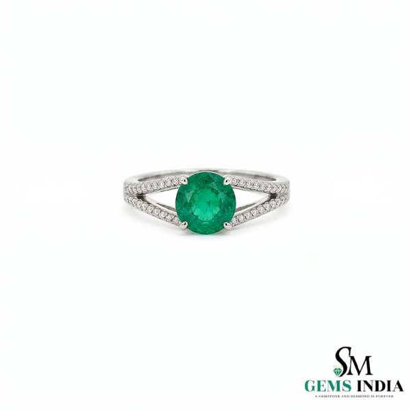 2 Karat Herzform-Smaragd- und Diamantring aus 14 Karat Gold, Smaragd-Verlobungsring