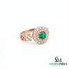 Cushion Cut Emerald Halo Engagement Ring – Statement Ring for Women
