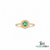 Round Emerald Diamond Floral Promise Ring for Women - Anniversary Gift