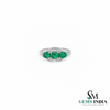 Three Stone Oval Emerald and Diamond Ring - Engagement Ring for her