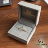 Round Emerald Diamond Floral Promise Ring for Women - Anniversary Gift