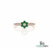 2 Karat Herzform-Smaragd- und Diamantring aus 14 Karat Gold, Smaragd-Verlobungsring