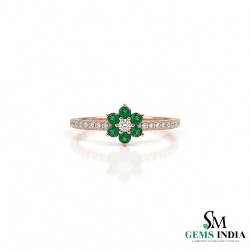 2 Karat Herzform-Smaragd- und Diamantring aus 14 Karat Gold, Smaragd-Verlobungsring