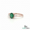 Oval Cut Emerald and Diamond Engagement Ring - Minimalist Fine Jewelry Gift