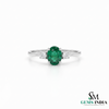 Oval Cut Emerald and Diamond Engagement Ring - Minimalist Fine Jewelry Gift