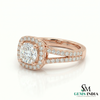 Cushion Cut Lab Grown Diamond Halo Ring in 14K Gold - Split Shank Engagement Ring