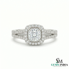 Cushion Cut Lab Grown Diamond Halo Ring in 14K Gold - Split Shank Engagement Ring