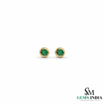 Round Green Gemstone Minimalist Stud Earrings for Women