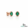 Oval Emerald Stud Earrings – Minimal Green Gemstone Earrings for Women