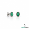 Oval Emerald Stud Earrings – Minimal Green Gemstone Earrings for Women