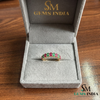 Ruby & Emerald Eternity Band Ring – Oval Gemstone Stackable Wedding Band