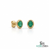 Oval Emerald Stud Earrings – Minimal Green Gemstone Earrings for Women