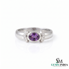 Natural Amethyst & Diamond Bezel Set Ring - Oval Gemstone Promise Ring for Her