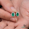Oval Emerald Stud Earrings – Minimal Green Gemstone Earrings for Women