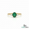 Oval Cut Emerald and Diamond Engagement Ring - Minimalist Fine Jewelry Gift