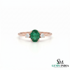 Oval Cut Emerald and Diamond Engagement Ring - Minimalist Fine Jewelry Gift